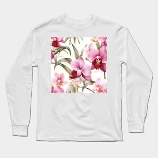 Watercolor Orchid Pattern 21 Long Sleeve T-Shirt